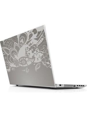 Sticker Master Gri Floral Laptop Sticker Oto Motor Pc Etiket