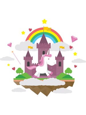 Sticker Master Unicorn Ve Harikalar Diyarı Çocuk Odası Sticker Oto Motor Pc Etiket