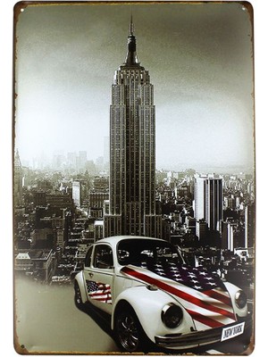 T-Bek Dekoratif Vintage Metal Pano Wtc Newyork 20X30