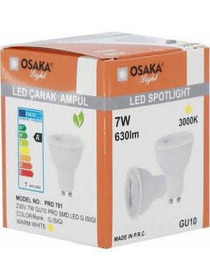 Osaka Light 7Watt GU-10  PRO SMD Led Ampül Günışığı