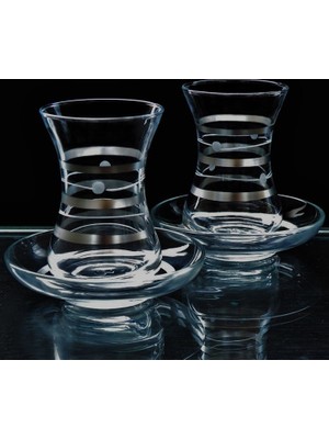 Başak Paşabahçe İnce Belli Mat Planet Dekor  Çay Takımı 12 Parça