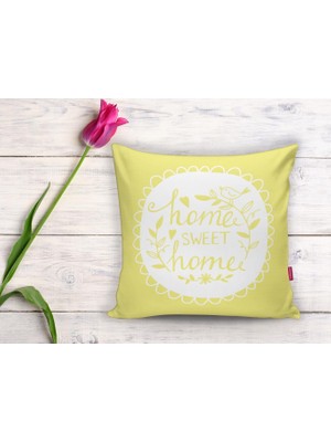 RealHomes Home Sweet Home Dijital Baskılı Dekoratif Yastık Kırlent Kılıfı