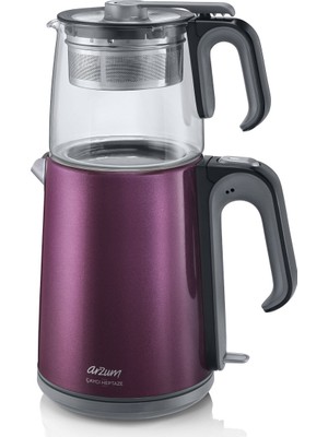 Arzum AR3031 Çaycı Heptaze Çay Makinesi - Inox / Cam - Mürdüm