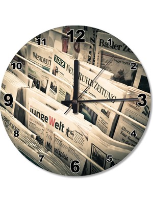 Cakasepetim Satıştaki Gazeteler Ahşap Duvar Saati