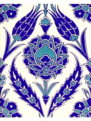 Armada Çini 20x25 Cm Ac 308 Mavi Beyaz Lale desen Kütahya Çini Karo