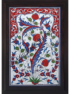 Armada Çini 40x60 Cm ED 520 Hançer Yapraklı El dekoru Çini Pano