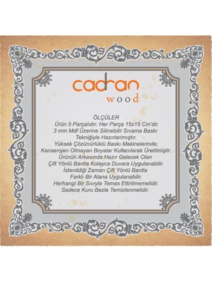 Cadran Wood 15x15 Cm 5 Parçalı Mdf Tablo FCW68