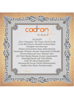 Cadran Wood 15x15 Cm 3 Parçalı Mdf Tablo UCW166