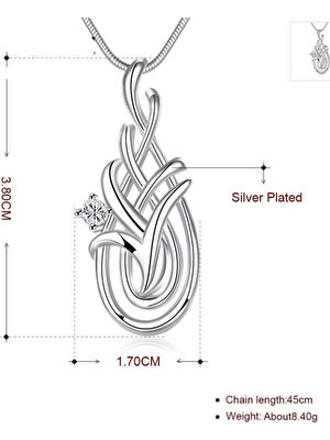Myfavori Kolye Gümüş Kaplama Beyaz Kristal Taş Kolye 3106