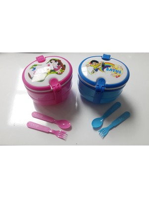 İki Katlı Çatal Kaşıklı Beslenme Kabı