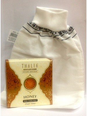 Aktarzane Kelebek Kese Lastikli İnce + Bal Sabunu Banyo Hamam Kesesi Spa Seti