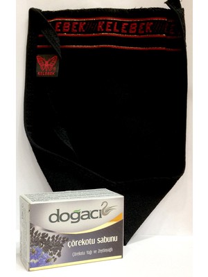 Aktarzane Kelebek Tellak Kese Ucu Kıvrık + Çörekotu Sabunu Banyo Hamam Kesesi Spa Seti