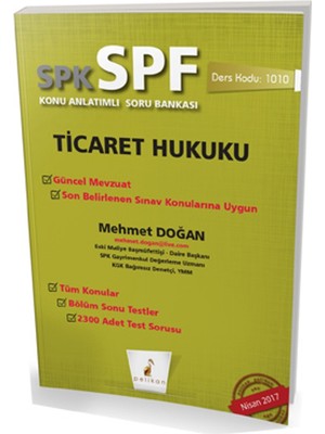 Pelikan Yayınları SPK  - SPF Ticaret Hukuku Konu Anlatımlı Soru Bankası 1010