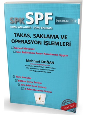 Pelikan Yayınları SPK  - SPF Takas, Saklama ve Operasyon İşlemleri Konu Anlatımlı Soru Bankası 1012