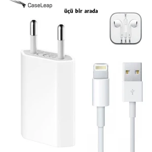 Case Leap Apple iPhone Uyumlu 5/5S/5C/Se Şarj Seti + Kulaklık
