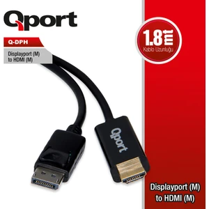 Q-Dph Display Port(M) To HDMI(M) 1.8 Mt Kablo  Dönüştürücü