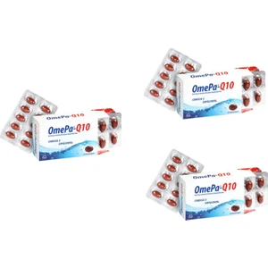 Q10 - Omega 3 ve Koenzim Q10 (Ubiquinol) - 30 Yumuşak Kapsül - 3 Kutu