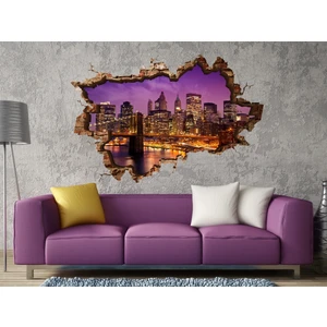3D Art Brooklyn Köprüsü Gece – 3D Sticker 150x100 cm