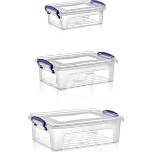 Plastik 3 Lü Dikdörtgen Saklama Kabı