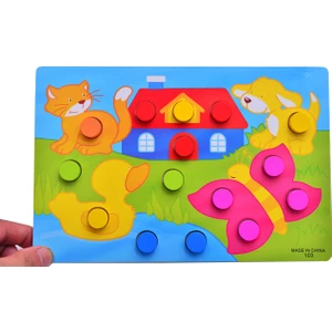 Eğitici Ahşap Montessori Oyuncak Hayvanlar Puzzle Yapboz