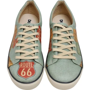 Erkek Vegan Deri Mavi Sneakers - Route 66 Tasarım