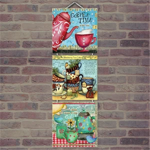 Ahşap Tablo Kahve Çay Saati Baskılı 14X14 Cm 3 Parça