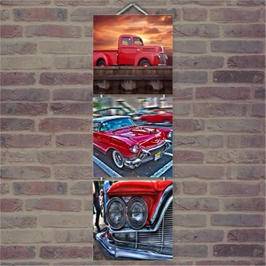 Ahşap Tablo Şehirdeki Noltalfi Arabalar Baskılı 14X14 Cm 3 Parça