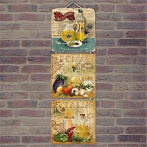 Ahşap Tablo Zeytin Ve Yağı Afişi Baskılı 14X14 Cm 3 Parça