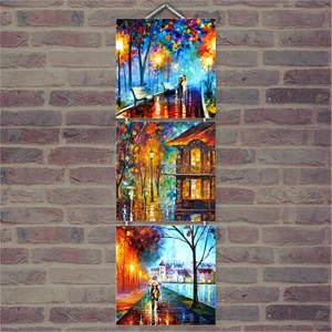 Ahşap Tablo Yağlı Boya Çalışması Baskılı 14X14 Cm 3 Parça