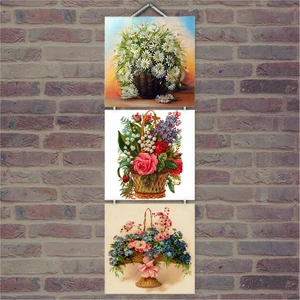 Ahşap Tablo Hediyelik Çiçekler Baskılı 14X14 Cm 3 Parça