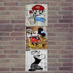 Ahşap Tablo Çizgi Filim Karekterleri Baskılı 14X14 Cm 3 Parça