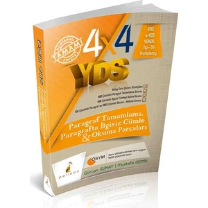 Pelikan Yayınları 4X4 YDS  Seti 2. Kitap Paragraf Tamamlama, Paragrafta İlgisiz Cümle Ve Okuma Parçaları