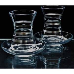 Paşabahçe İnce Belli Mat Planet Dekor  Çay Takımı 12 Parça