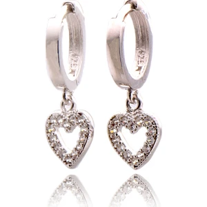 Zirkon Taşlı Kalp Motifli Gümüş Küpe Th995