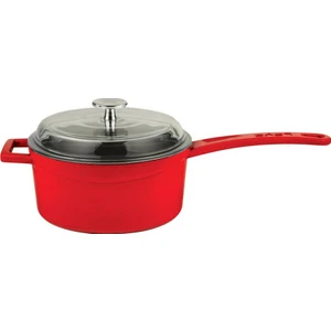 Yuvarlak Sos Tenceresi Cam kapaklı, Metal Saplı. Çap(Ø16 cm.