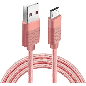 Micro Usb Hızlı Şarj Ve Usb Data Kablo Örgü Pembe Fc7