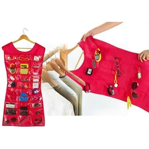 Toptancı Kapında Elbise Şeklinde Takı Organizeri - Pembe