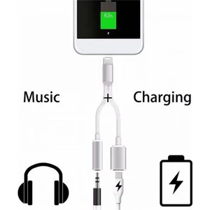 Apple iPhone Uyumlu 7 Aux Lightning 2in1 Kablo Kulaklık Çevirici ve Şarj Aynı Anda
