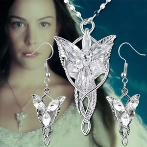 Lord Of The Rings Arwen Evenstar Akşam Yıldızı Elf Zirkon Kolye Küpe Set