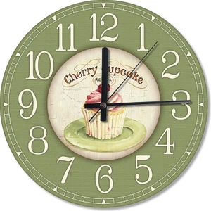 Cherry Cupcake Ahşap Duvar Saati