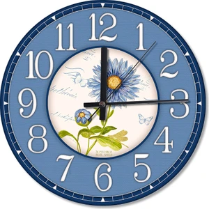 Mektup Ve Mavi Çiçek Ahşap Duvar Saati