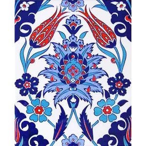 Armada çini 20x25 Cm Ac 1004 Kırmızı Laleli Kütahya Çini Seramik Karo