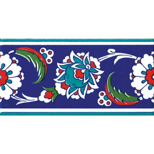 Armada Çini 10x20 Cm KS 12 İznik Çiçek Desenli Seramik Çini Bordür