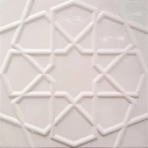 Armada Çini 20x20 Cm Rölyefli Beyaz Selçuklu Yıldız Deseni Çini Karo