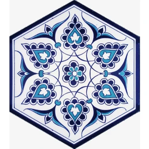 Armada Çini 21x23 Cm AL 4 İznik Desenli  Altıgen Çini Karo