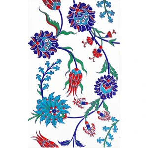 Armada Çini 25x40 Cm SP 405 Desenli İznik Çini Karo Lale Karanfil