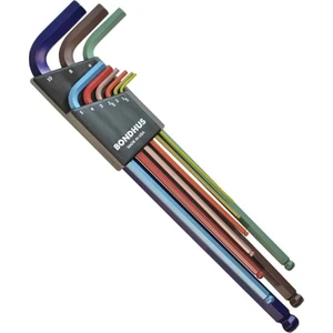 69699 Extra Uzun Top Başlı Metrik Ölçü Allen Anahtar Seti Renkli İzole 9 Parça