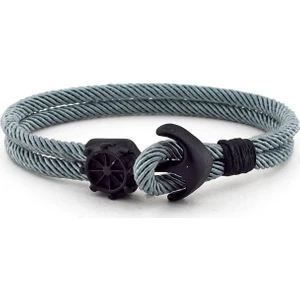 Siyah Metal Çapa Dümen Gri Erkek Bileklik Bx261