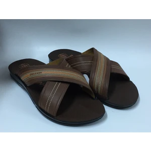 Kahve Çarpraz Erkek Terlik