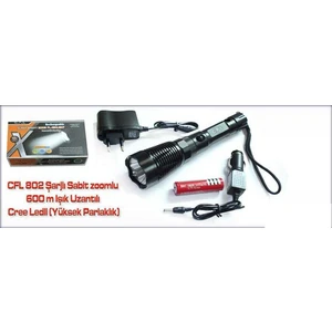 Cfl-802 Cree Ampul Metal Şarjlı Fener